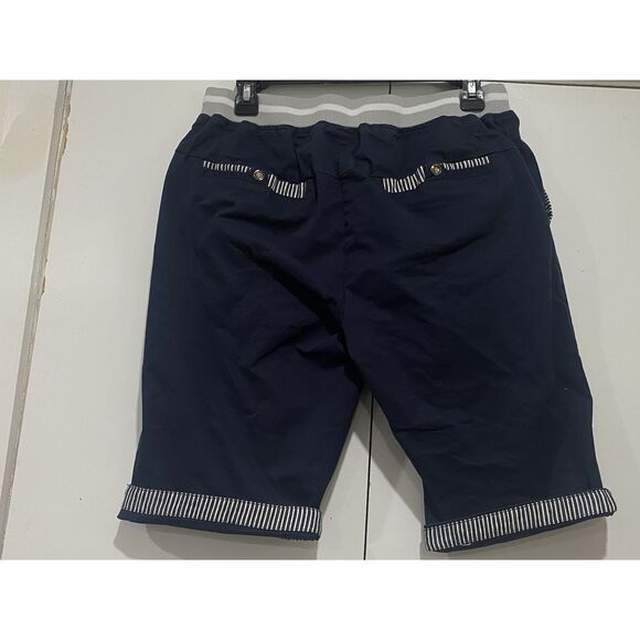 Fashion Style News Shorts Mens Medium Navy Blue Elastic Drawstring Casual Beach - Picture 9 of 11